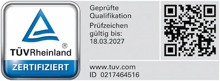 TÜV Rheinland Zertifikat